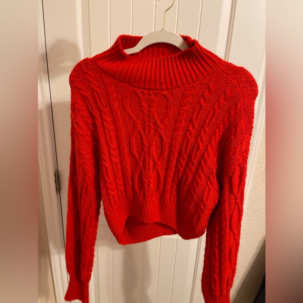 Red Crop sweater.